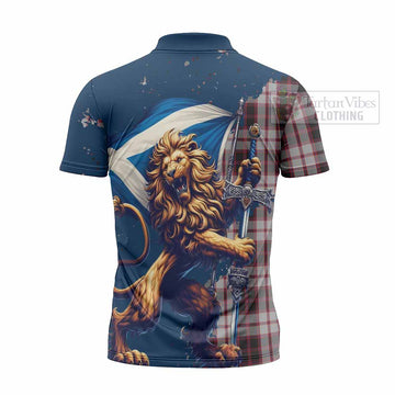 Tartan Vibes Clothing MacPherson (McPherson) Tartan Family Crest Zipper Polo Shirt with Scottish Majestic Lion