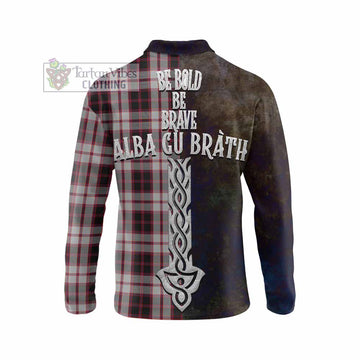 MacPherson (McPherson) Tartan Family Crest Long Sleeve Polo Shirt Alba Gu Brath Be Brave Lion Ancient Style