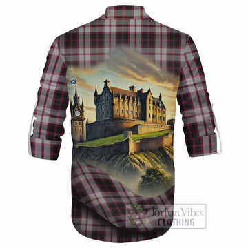 Tartan Vibes Clothing MacPherson (McPherson) Tartan Family Crest Ghillie Kilt Shirt with Scottish Ancient Castle Style