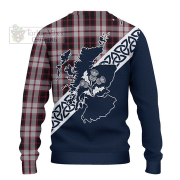 Tartan Vibes Clothing MacPherson (McPherson) Tartan Knitted Sweater Featuring Thistle and Scotland Map