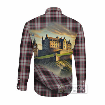 MacPherson (McPherson) Tartan Family Crest Long Sleeve Button Shirt with Scottish Ancient Castle Style