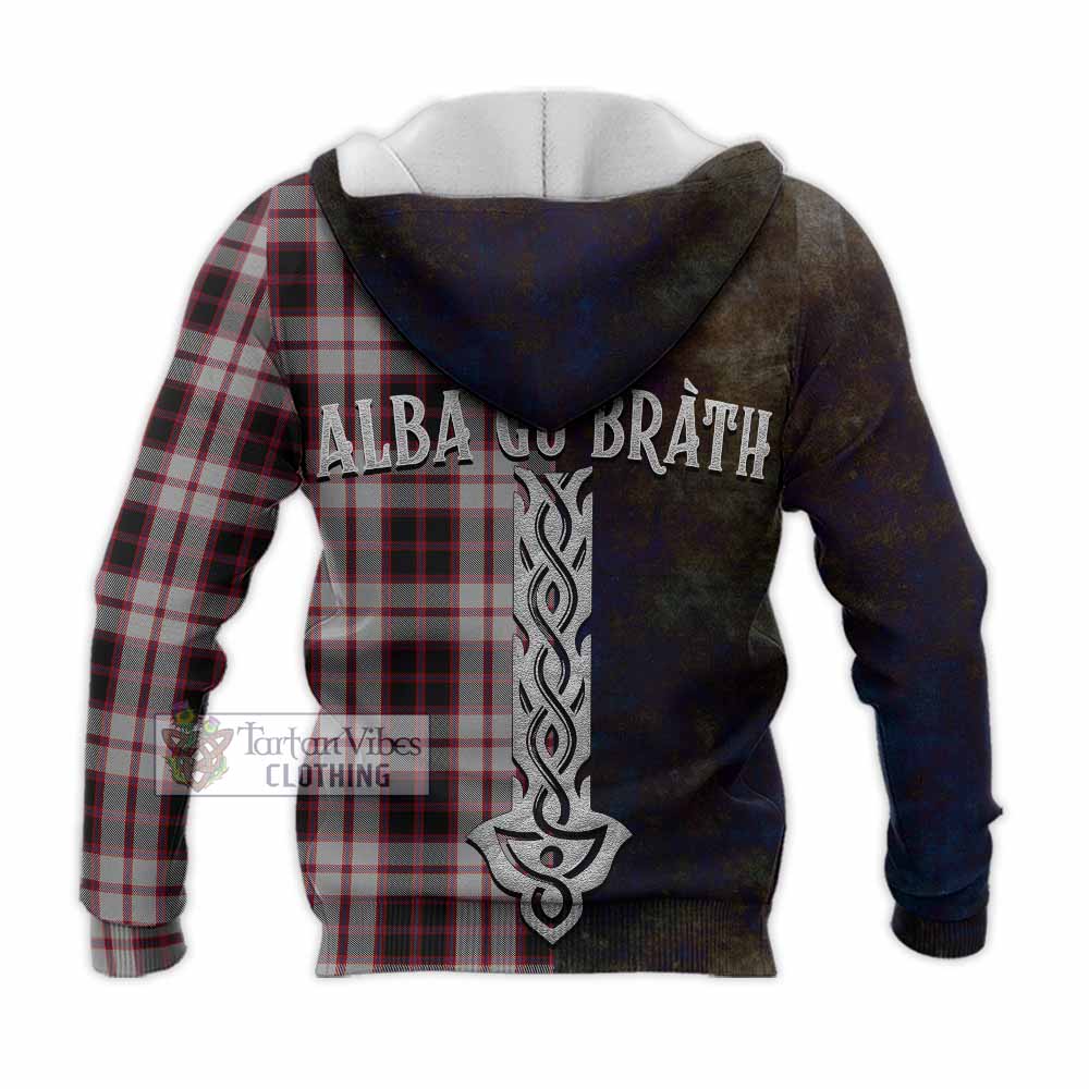 Tartan Vibes Clothing MacPherson (McPherson) Tartan Family Crest Knitted Hoodie Alba Gu Brath Be Brave Lion Ancient Style
