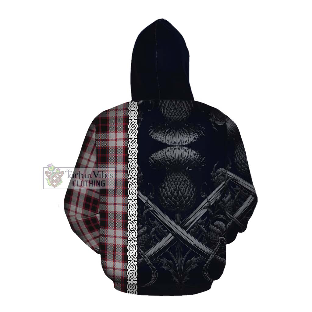 Tartan Vibes Clothing MacPherson (McPherson) Tartan Cotton Hoodie with Family Crest Cross Sword Thistle Celtic Vibes