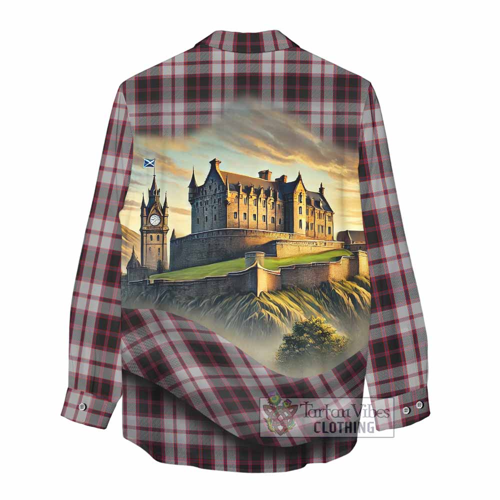 Tartan Vibes Clothing MacPherson (McPherson) Tartan Family Crest Women's Casual Shirt with Scottish Ancient Castle Style