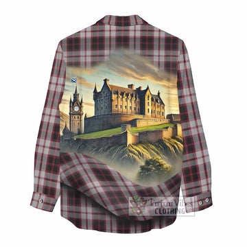 Tartan Vibes Clothing MacPherson (McPherson) Tartan Family Crest Women's Casual Shirt with Scottish Ancient Castle Style