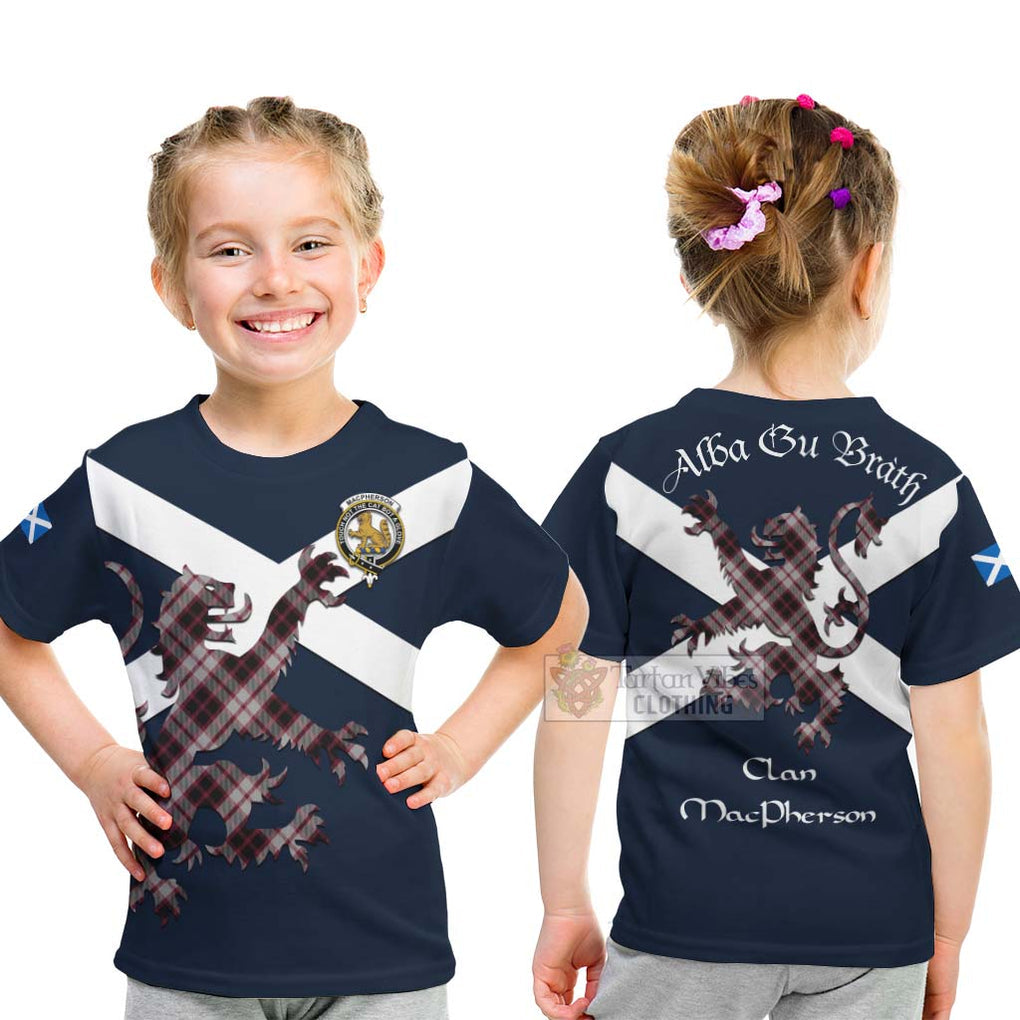 Tartan Vibes Clothing MacPherson (McPherson) Tartan Lion Rampant Kid T-Shirt – Proudly Display Your Heritage with Alba Gu Brath and Clan Name
