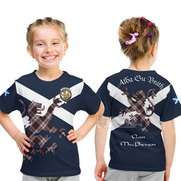 Tartan Vibes Clothing MacPherson (McPherson) Tartan Lion Rampant Kid T-Shirt – Proudly Display Your Heritage with Alba Gu Brath and Clan Name