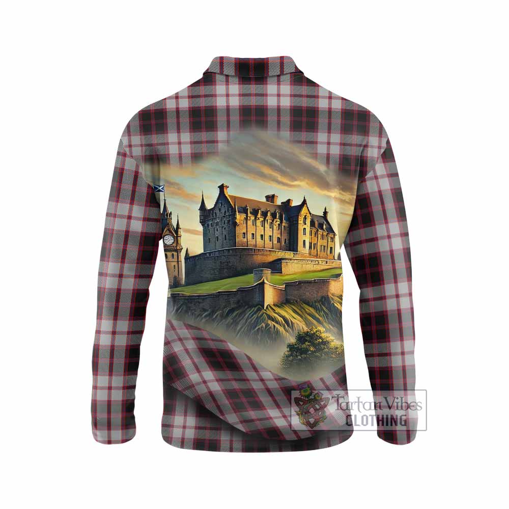 Tartan Vibes Clothing MacPherson (McPherson) Tartan Family Crest Long Sleeve Polo Shirt with Scottish Ancient Castle Style