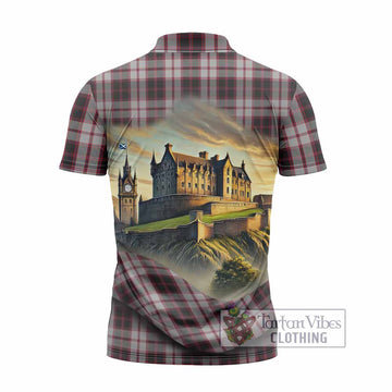 MacPherson (McPherson) Tartan Family Crest Zipper Polo Shirt with Scottish Ancient Castle Style