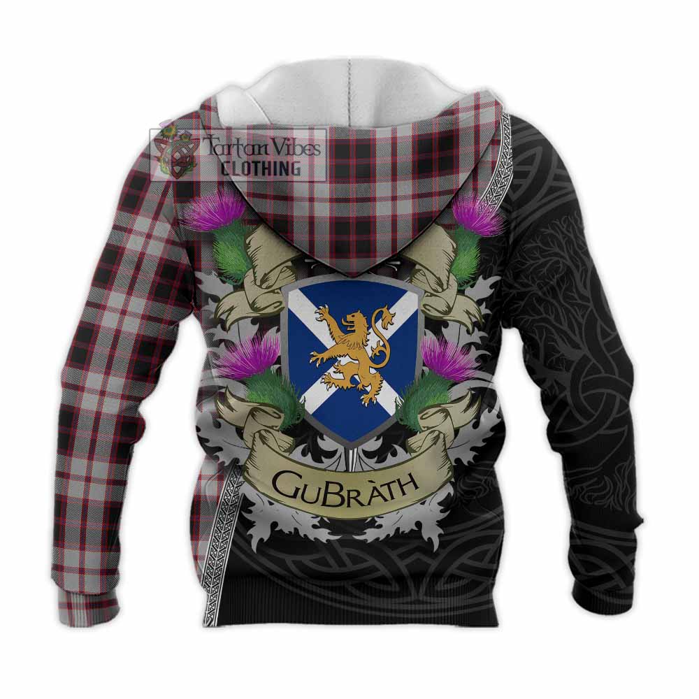 Tartan Vibes Clothing MacPherson (McPherson) Tartan Family Crest Knitted Hoodie Lion Rampant Royal Thistle Shield Celtic Inspired