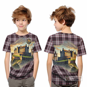 MacPherson (McPherson) Tartan Family Crest Kid T-Shirt with Scottish Ancient Castle Style