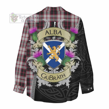 Tartan Vibes Clothing MacPherson (McPherson) Tartan Family Crest Women's Casual Shirt Lion Rampant Royal Thistle Shield Celtic Inspired