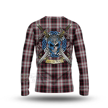 Tartan Vibes Clothing MacPherson (McPherson) Tartan Long Sleeve T-Shirt with Family Crest Celtic Skull Style