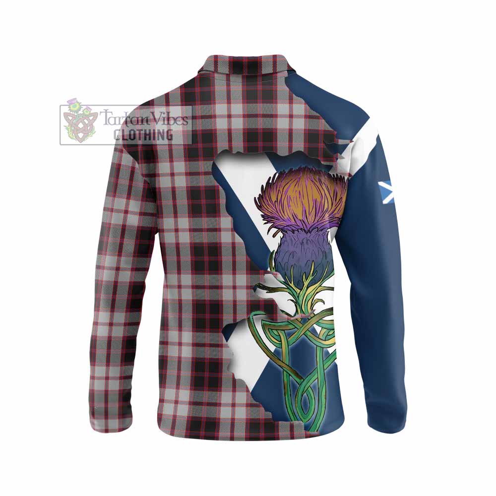 Tartan Vibes Clothing MacPherson (McPherson) Tartan Family Crest Long Sleeve Polo Shirt Scottish Thistle Celtic Inspired
