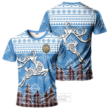 Tartan Vibes Clothing MacPherson (McPherson) Clan Christmas T-Shirt Celtic Reindeer Style