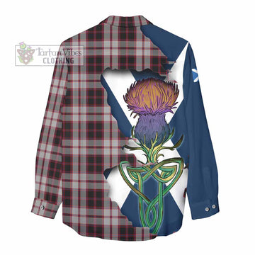 Tartan Vibes Clothing MacPherson (McPherson) Tartan Family Crest Women's Casual Shirt Scottish Thistle Celtic Inspired