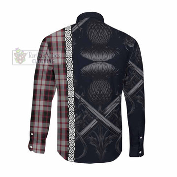 MacPherson (McPherson) Tartan Long Sleeve Button Shirt with Family Crest Cross Sword Thistle Celtic Vibes