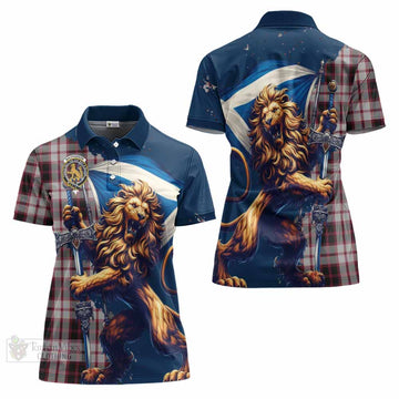 Tartan Vibes Clothing MacPherson (McPherson) Tartan Family Crest Women's Polo Shirt with Scottish Majestic Lion