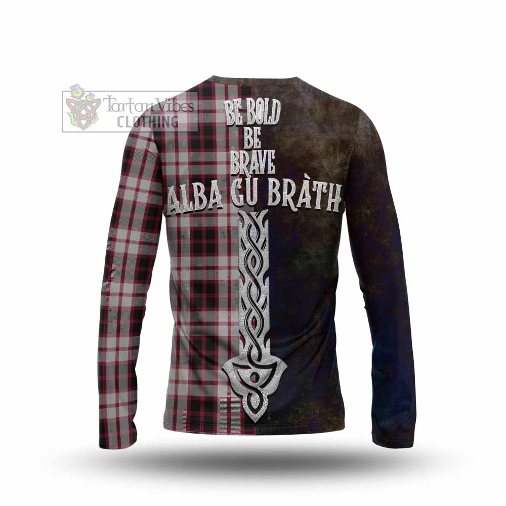Tartan Vibes Clothing MacPherson (McPherson) Tartan Family Crest Long Sleeve T-Shirt Alba Gu Brath Be Brave Lion Ancient Style
