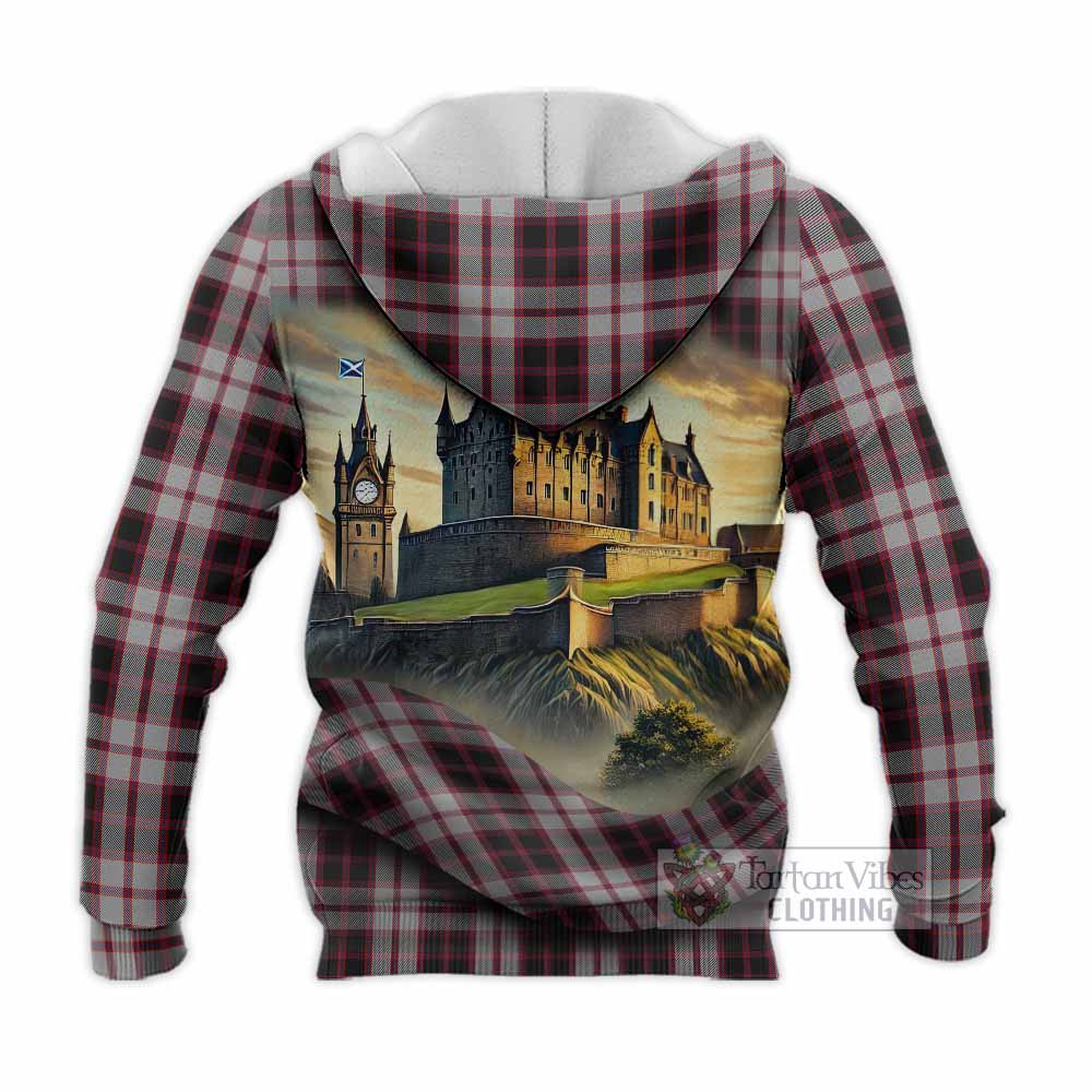 Tartan Vibes Clothing MacPherson (McPherson) Tartan Family Crest Knitted Hoodie with Scottish Ancient Castle Style