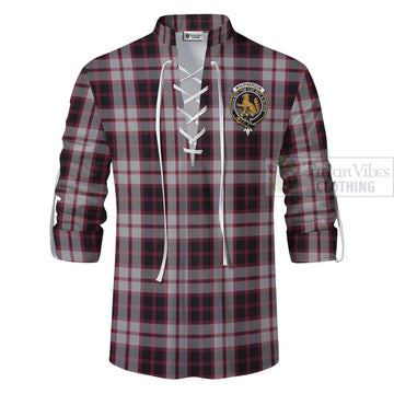 Tartan Vibes Clothing MacPherson (McPherson) Tartan Ghillie Kilt Shirt with Family Crest Celtic Skull Style