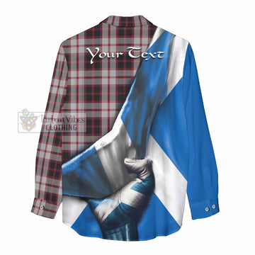 Tartan Vibes Clothing MacPherson (McPherson) Tartan Women's Casual Shirt with Family Crest Scotland Patriotic Style