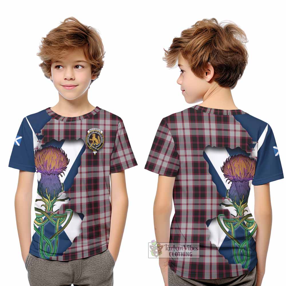 Tartan Vibes Clothing MacPherson (McPherson) Tartan Family Crest Kid T-Shirt Scottish Thistle Celtic Inspired