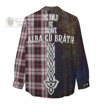 MacPherson (McPherson) Tartan Family Crest Women's Casual Shirt Alba Gu Brath Be Brave Lion Ancient Style