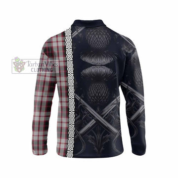 Tartan Vibes Clothing MacPherson (McPherson) Tartan Long Sleeve Polo Shirt with Family Crest Cross Sword Thistle Celtic Vibes