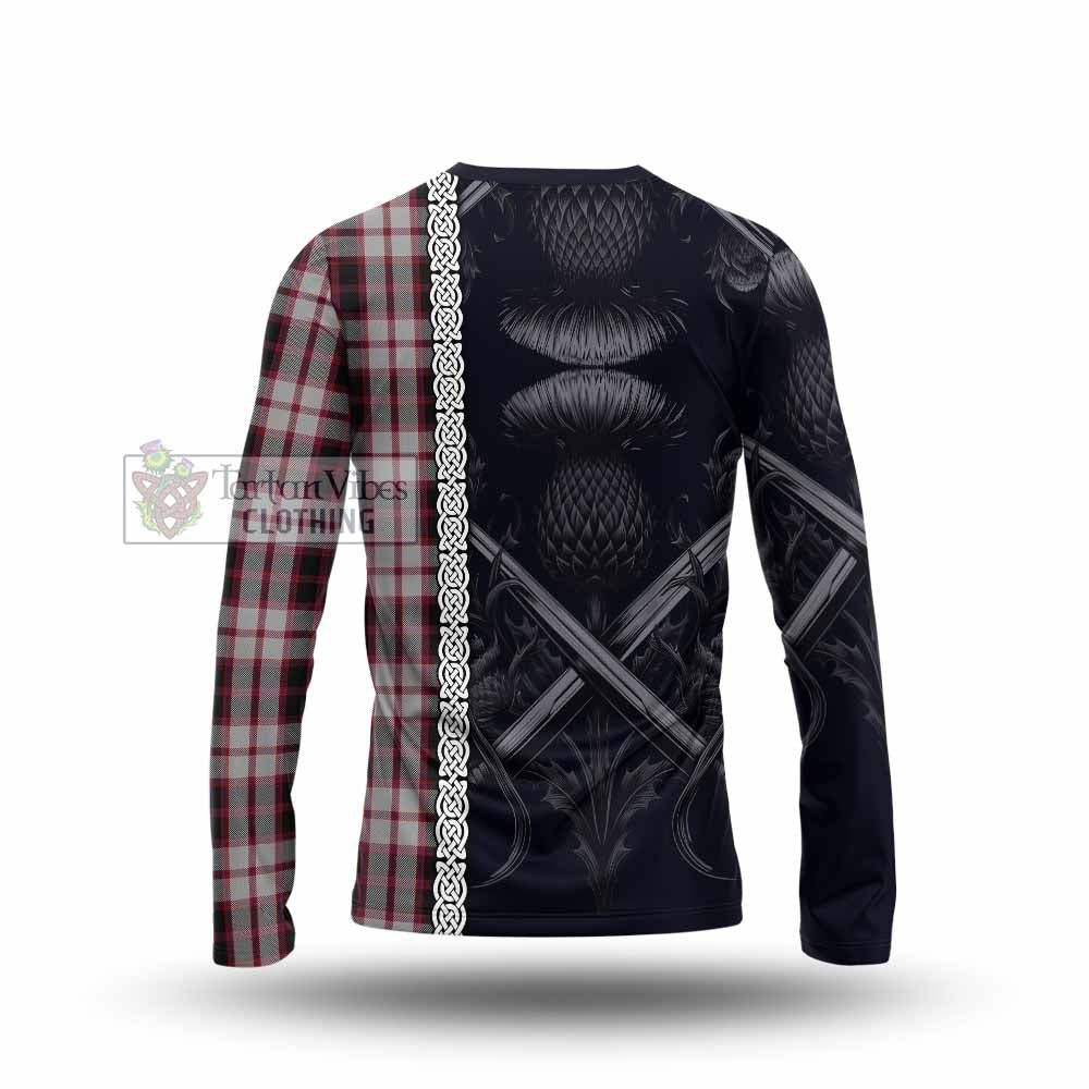 Tartan Vibes Clothing MacPherson (McPherson) Tartan Long Sleeve T-Shirt with Family Crest Cross Sword Thistle Celtic Vibes