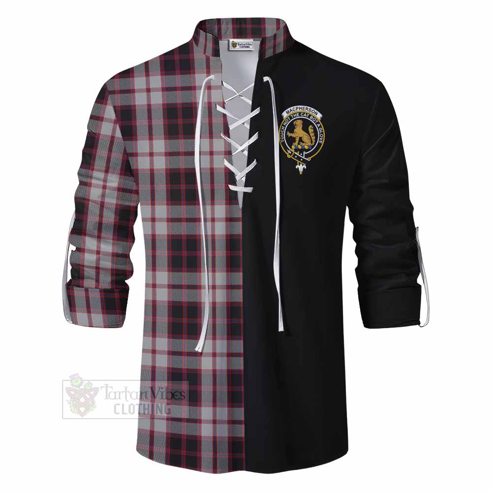 Tartan Vibes Clothing MacPherson (McPherson) Tartan Ghillie Kilt Shirt with Family Crest and Half Of Me Style