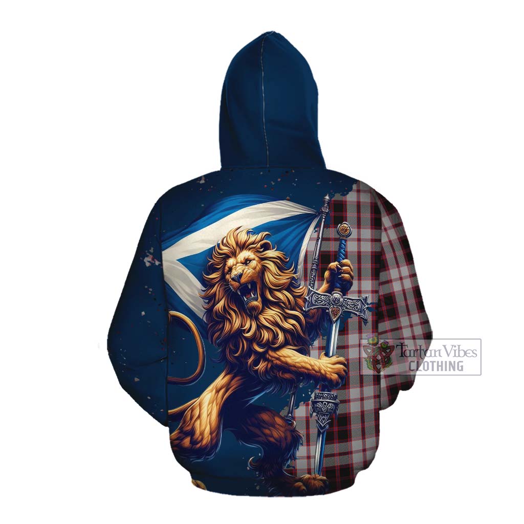 Tartan Vibes Clothing MacPherson (McPherson) Tartan Family Crest Cotton Hoodie with Scottish Majestic Lion