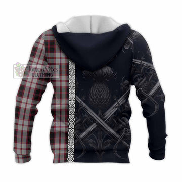 MacPherson (McPherson) Tartan Knitted Hoodie with Family Crest Cross Sword Thistle Celtic Vibes