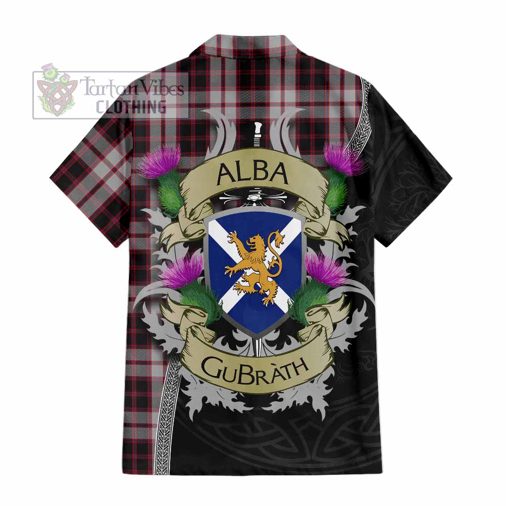 Tartan Vibes Clothing MacPherson (McPherson) Tartan Family Crest Short Sleeve Button Shirt Lion Rampant Royal Thistle Shield Celtic Inspired
