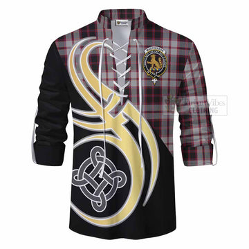Tartan Vibes Clothing MacPherson (McPherson) Tartan Ghillie Kilt Shirt with Family Crest and Celtic Symbol Style