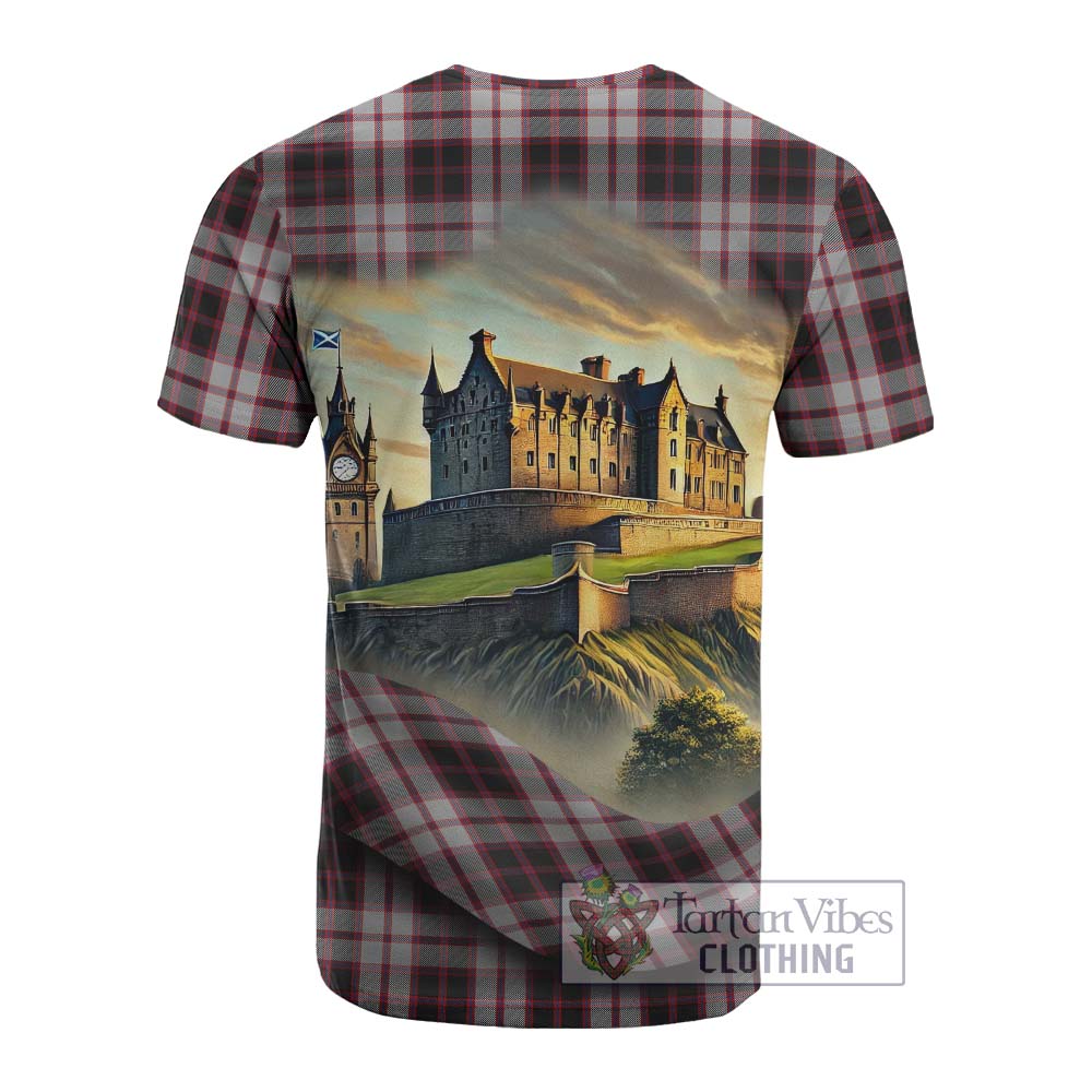 Tartan Vibes Clothing MacPherson (McPherson) Tartan Family Crest Cotton T-shirt with Scottish Ancient Castle Style