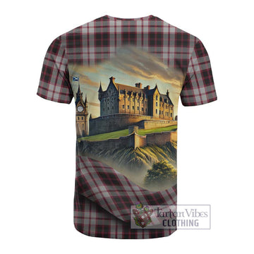 MacPherson (McPherson) Tartan Family Crest Cotton T-shirt with Scottish Ancient Castle Style