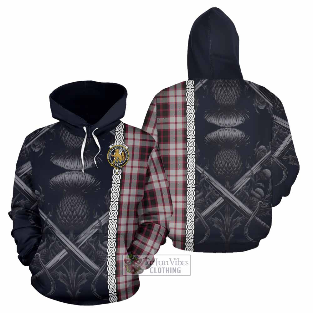 Tartan Vibes Clothing MacPherson (McPherson) Tartan Hoodie with Family Crest Cross Sword Thistle Celtic Vibes