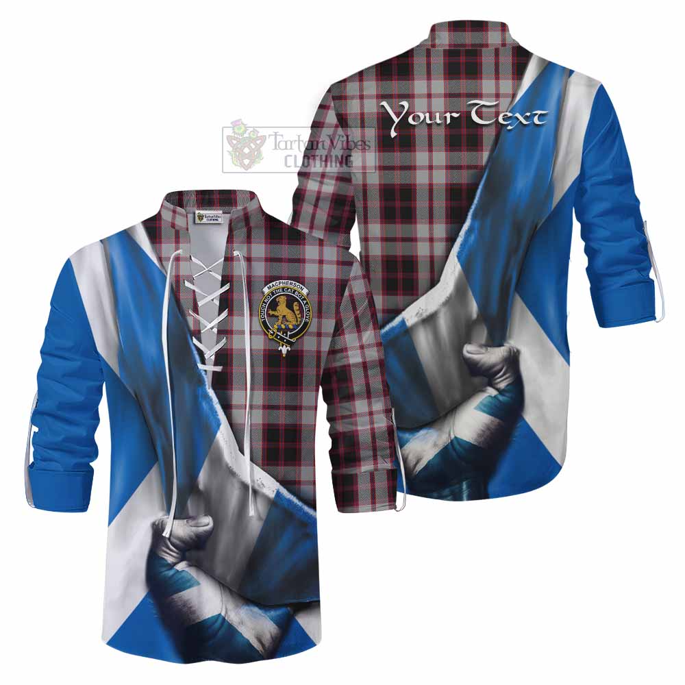 Tartan Vibes Clothing MacPherson (McPherson) Tartan Ghillie Kilt Shirt with Family Crest Scotland Patriotic Style