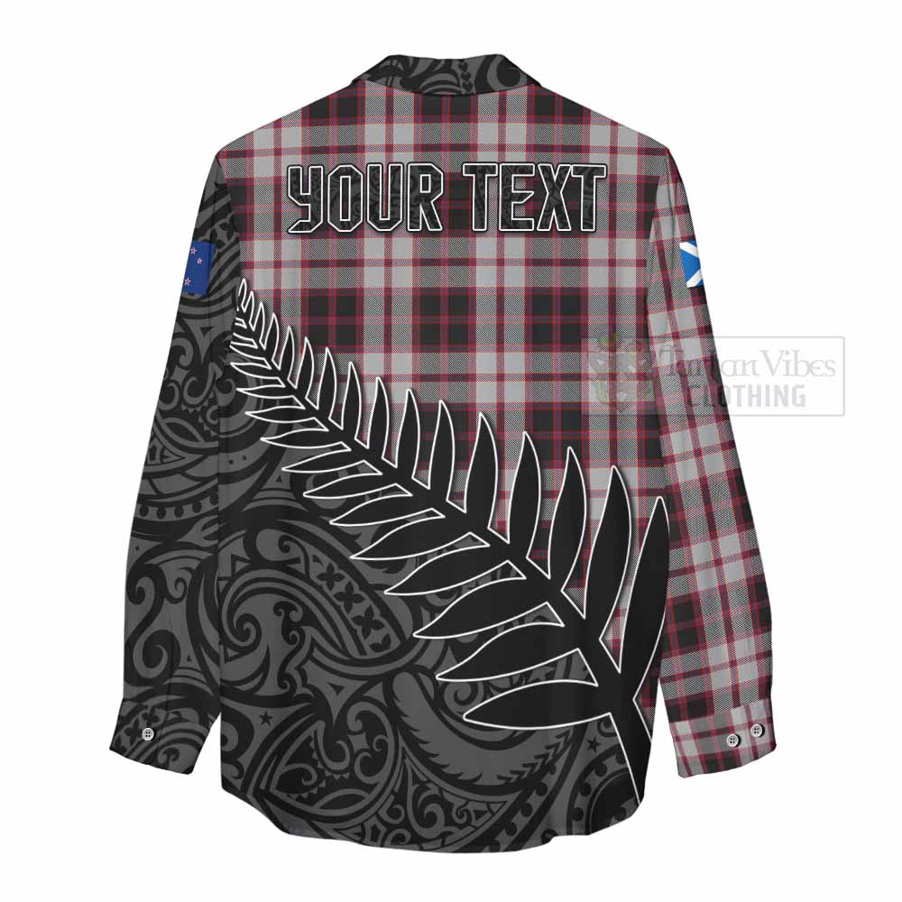 Tartan Vibes Clothing MacPherson (McPherson) Crest Tartan Women's Casual Shirt with New Zealand Silver Fern Half Style