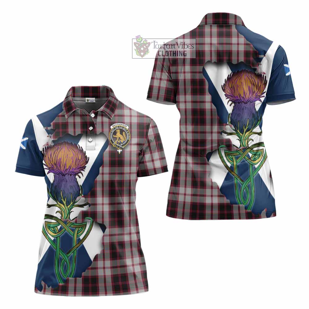 Tartan Vibes Clothing MacPherson (McPherson) Tartan Family Crest Women's Polo Shirt Scottish Thistle Celtic Inspired