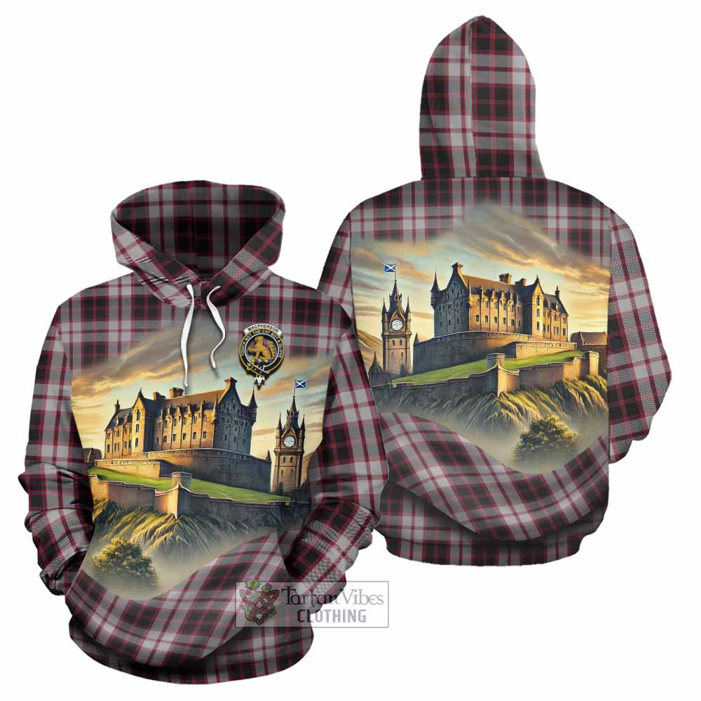 Tartan Vibes Clothing MacPherson (McPherson) Tartan Family Crest Hoodie with Scottish Ancient Castle Style