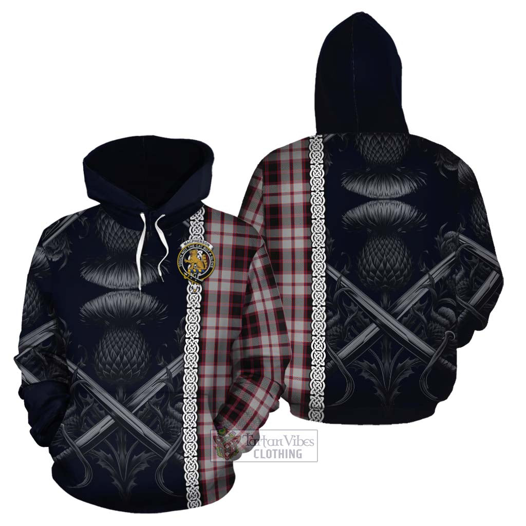 Tartan Vibes Clothing MacPherson (McPherson) Tartan Cotton Hoodie with Family Crest Cross Sword Thistle Celtic Vibes