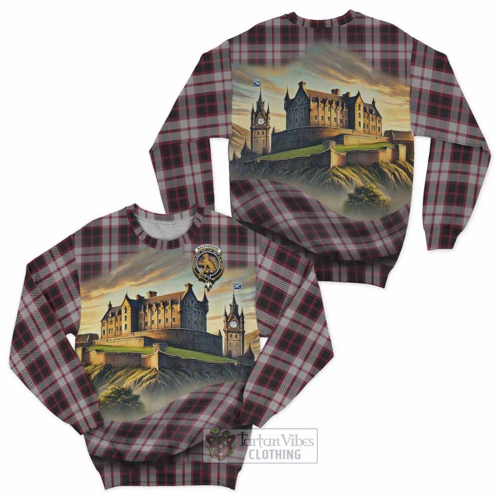 Tartan Vibes Clothing MacPherson (McPherson) Tartan Family Crest Sweatshirt with Scottish Ancient Castle Style
