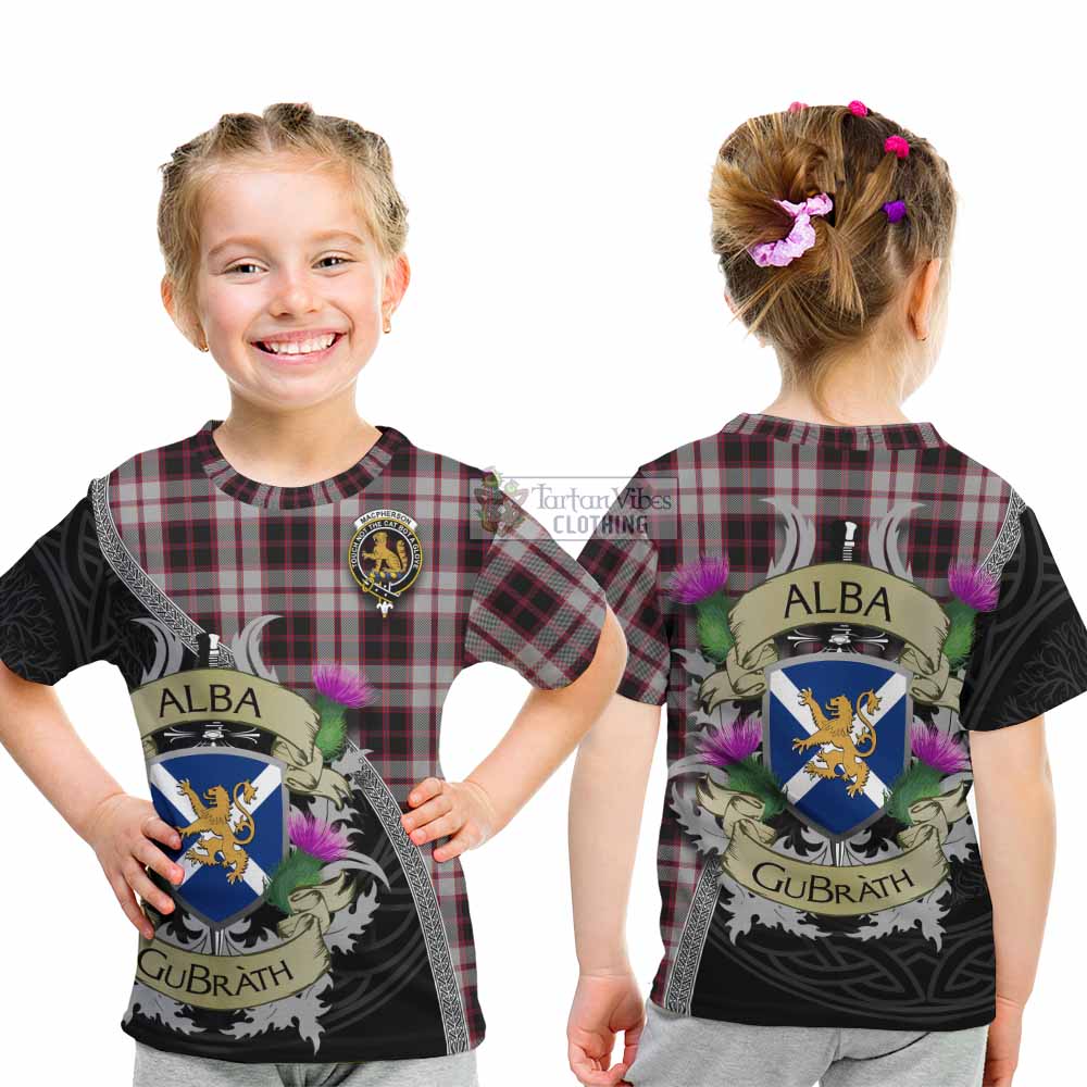 Tartan Vibes Clothing MacPherson (McPherson) Tartan Family Crest Kid T-Shirt Lion Rampant Royal Thistle Shield Celtic Inspired