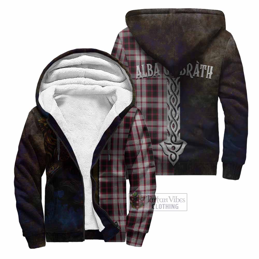 Tartan Vibes Clothing MacPherson (McPherson) Tartan Family Crest Sherpa Hoodie Alba Gu Brath Be Brave Lion Ancient Style