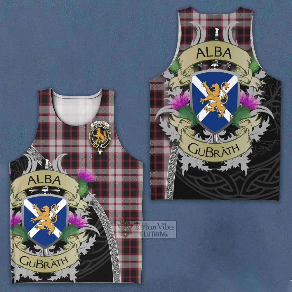 Tartan Vibes Clothing MacPherson (McPherson) Tartan Family Crest Men's Tank Top Lion Rampant Royal Thistle Shield Celtic Inspired