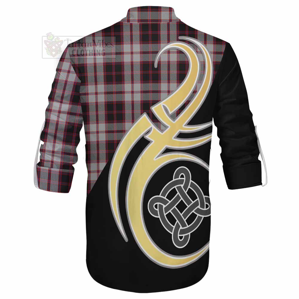 Tartan Vibes Clothing MacPherson (McPherson) Tartan Ghillie Kilt Shirt with Family Crest and Celtic Symbol Style