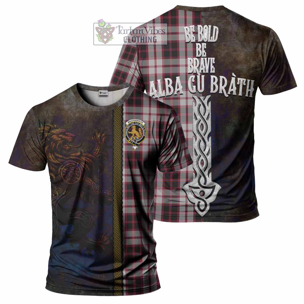 Tartan Vibes Clothing MacPherson (McPherson) Tartan Family Crest T-Shirt Alba Gu Brath Be Brave Lion Ancient Style