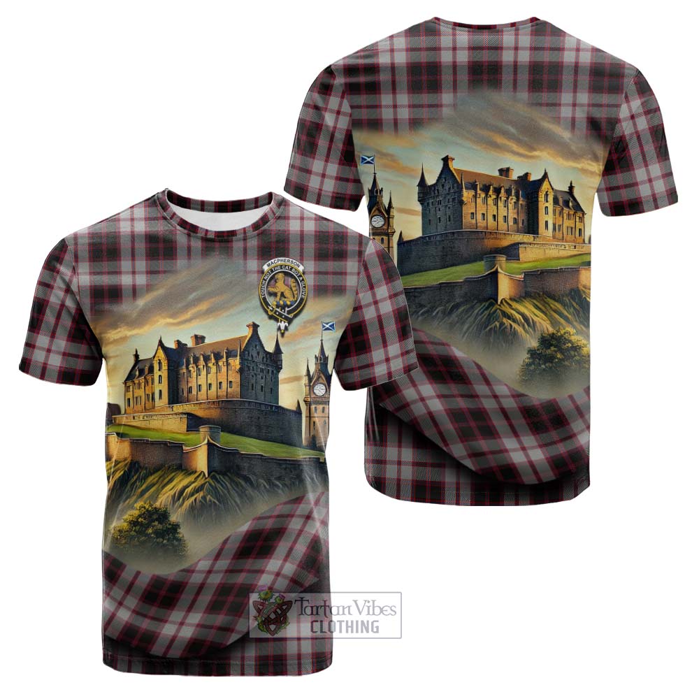 Tartan Vibes Clothing MacPherson (McPherson) Tartan Family Crest Cotton T-shirt with Scottish Ancient Castle Style